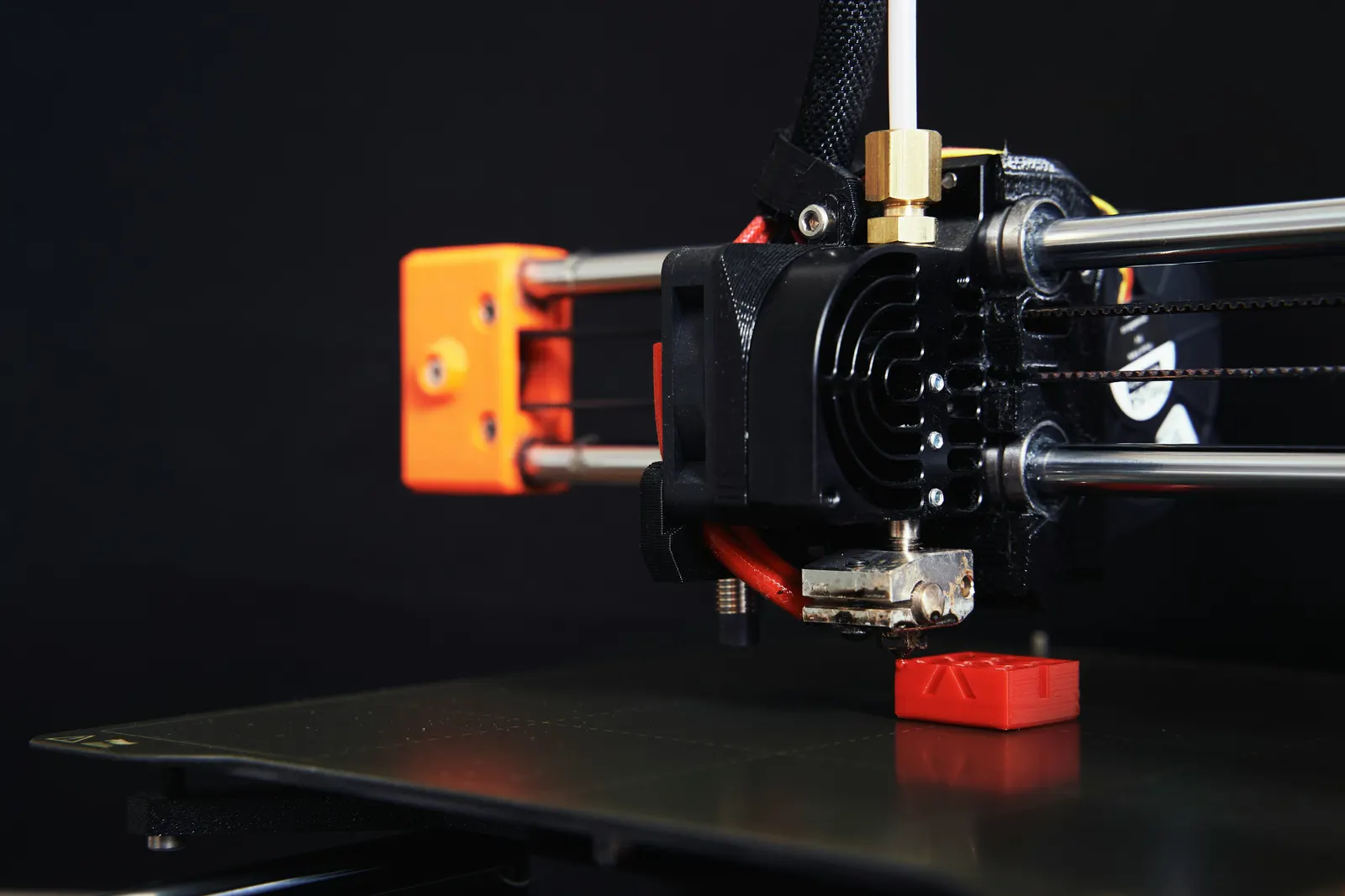 Close-up of a 3D printer nozzle